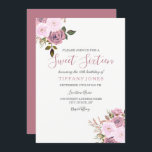 Convites Flores cor-de-rosa e Rosa Douradas Doce Dezesseis<br><div class="desc">Elegante,  cor-de-rosa e Rosa Dourado,  16 Convidados Ver coleção correspondente em Niche e Nest Store</div>