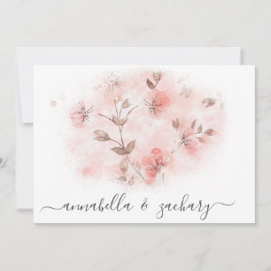 Convites *~* Flores Cor-de-rosa embebidas RSVP QR AR AR26 W