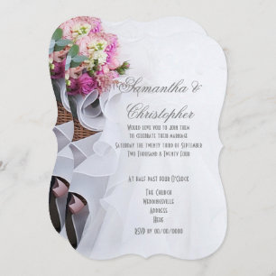 Convites Flores cor-de-rosa, noivas vestidas casamento