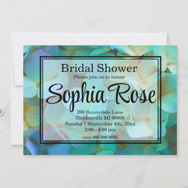 Convites Flores cor-de-rosa-rosa-azul-teal (Frente)