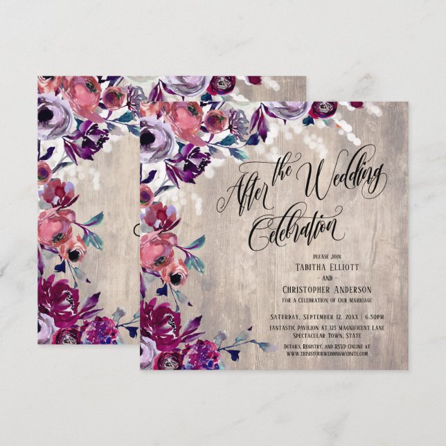 Convites Flores da Celebração de Casamento Madeira Pálida (Frente/Verso)