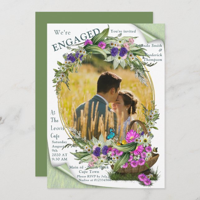 Convites Flores da primavera do meio-verão (Frente/Verso)