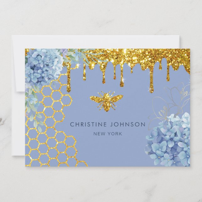 Convites flores de abelha e hydrangea (Frente)
