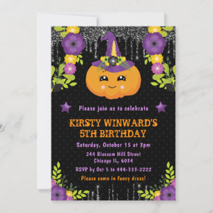 Convites Flores de Abóbora Fofas Aniversário de Halloween