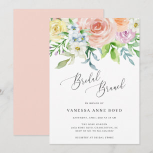 Convites Flores de Água-Marinha em Tons de Pêssego para Caf