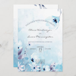 Convites Flores De Anêmona De Aquarela Azul