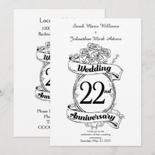 Convites Flores de Aniversário de Casamento de 22 Anos