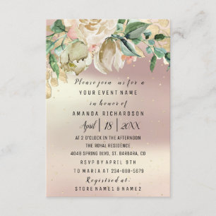 Convites Flores de Aniversário de Noiva Dourado Hortelã Ros