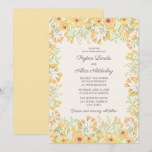 Flores de Aquarela Amarelo Pastel Bonito Casamento