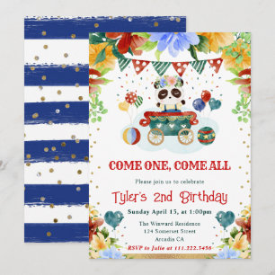 Convites Flores de Aquarela Aniversário de criança de Panda