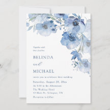 Flores de Aquarela Azul Casamento Casual