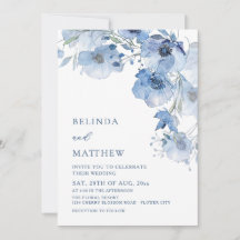 Flores de Aquarela Azul Casamento Casual