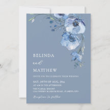 Flores de Aquarela Azul Casamento Casual