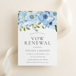 Convites Flores de Aquarela Azul Voto Renovação Aniversário