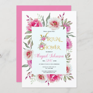 Convites Flores de aquarela, bebê virtual ou chá de panela