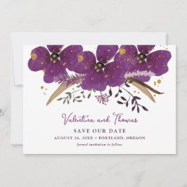 Convites Flores De Aquarela De Boho Roxo Salvem A Data