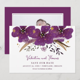 Convites Flores De Aquarela De Boho Roxo Salvem A Data