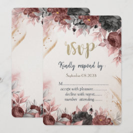 Convites Flores de Aquarela de Outono Casamento RSVP  
