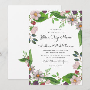 Convites Flores de Aquarela e Casamento de Berries
