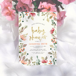 Convites Flores de Aquarela e Chá de fraldas de Letra Doura