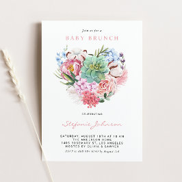 Convites Flores de Aquarela e Succulent Heart Baby Brunch