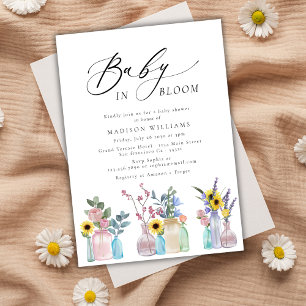 Convites Flores de Aquarela Elegantes Bebê em Chá de Sangue