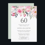 Convites Flores de Aquarela Escamoteadas Elegantes 60º Aniv<br><div class="desc">Flores de Cores d'Água Blush Elegante 60º Aniversário Convite bonito,  design de cor d'água floral elegante Totalmente Personalizável / personalizado</div>
