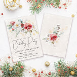 Convites Flores de Aquarela Inverna 60ª Festa de aniversári<br><div class="desc">As flores brancas e vermelhas das aquarelas de inverno estão aninhadas em folhas e folhagem verdes de sábado macio. Flocos de neve Dourados adicionam um toque festivo. Uma escrita elegante,  simples e moderna dá-lhe uma vibração aberta e arejada. Há também um boquete floral de inverno nas costas.</div>