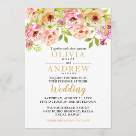 Convites Flores de Aquarela Laranja primavera cor-de-laranj