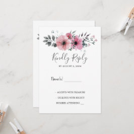 Convites Flores de aquarela modernas elegantes RSVP de Casa