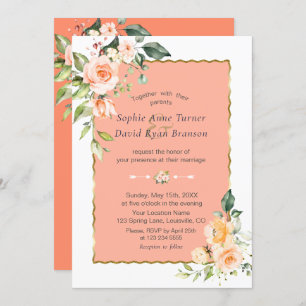 Convites Flores de Aquarela Modernas Vivendo Casamento de C