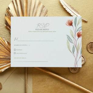 Convites Flores de Aquarela Pastel Green-RSVP CARD