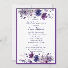 Convites Flores de Aquarela Puro de Almoço de Aniversário
