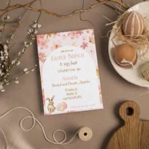 Convites Flores de Aquarela Rosa Páscoa Brunch e Caça de Ov