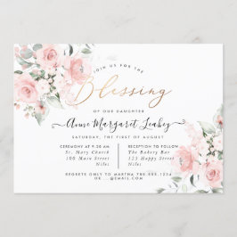Convites Flores de Aquarela Rosas de Blush