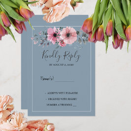 Convites Flores de aquarela russas azuis poeirentos RSVP