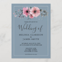 Flores de aquarela russas azul empoeirado Casament