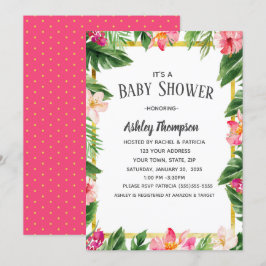 Convites Flores de Aquarela Tropicais Chá de fraldas de Ver