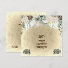 Convites Flores de Aquarela Verde do Bodas de Ouro
