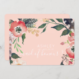 Convites Flores de Aquarela Você Será Minha Dama de Honra N
