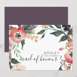 Convites Flores de Aquarela Você Será Minha Dama de Honra N