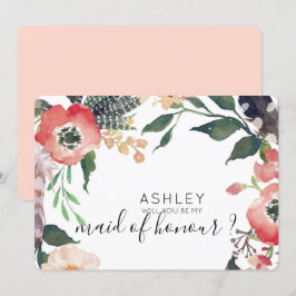 Convites Flores de Aquarela Você Será Minha Dama de Honra N