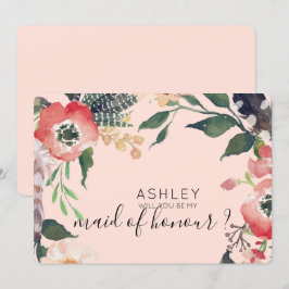 Convites Flores de Aquarela Você Será Minha Dama de Honra N