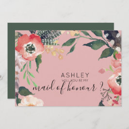 Convites Flores de Aquarela Você Será Minha Dama de Honra N