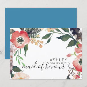 Convites Flores de Aquarela Você Será Minha Dama de Honra N