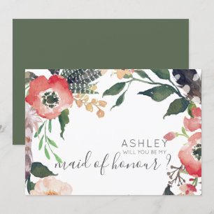 Convites Flores de Aquarela Você Será Minha Dama de Honra N