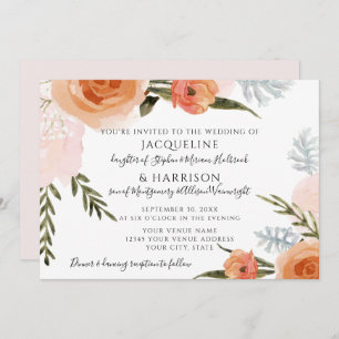 Convites Flores De Aquarelas Blush Foliage Casamento