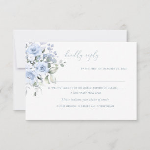 Convites Flores de Aquarelas Rosas Azuis Dusty, RSVP de Ref