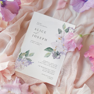 Convites Flores de Aquarelas Roxas Elegantes e Verde