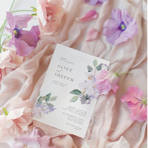 Flores de Aquarelas Roxas Elegantes e Verde